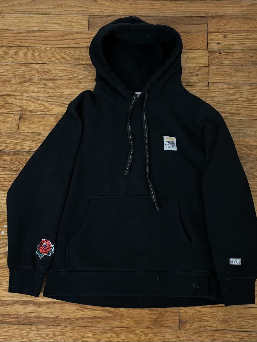 Pro club cartoon hoodie with sleeve embroidery